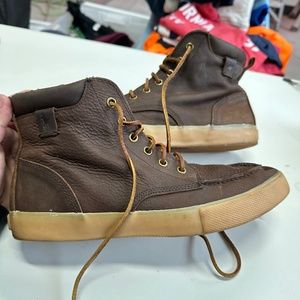Polo Ralph Lauren leather tedd brown leather high top 10d